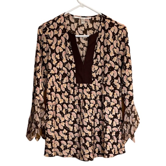 Diane von Furstenberg Silk Top Women’s Medium Trumpet Sleeves - Picture 4 of 9